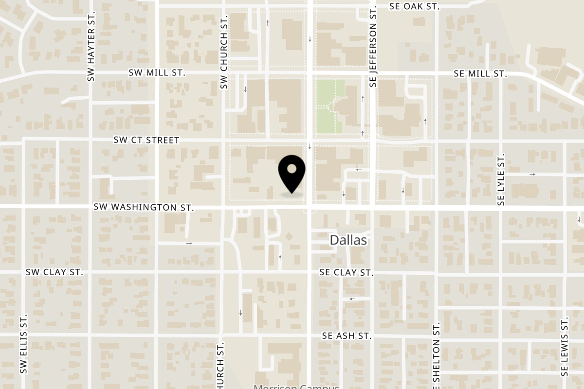 Map showing the location of Damascus kitchen Dallas on 995 S Main St in Dallas
